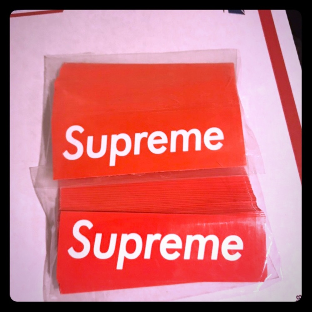 Two 50 packs of supreme MINI box logo stickers
